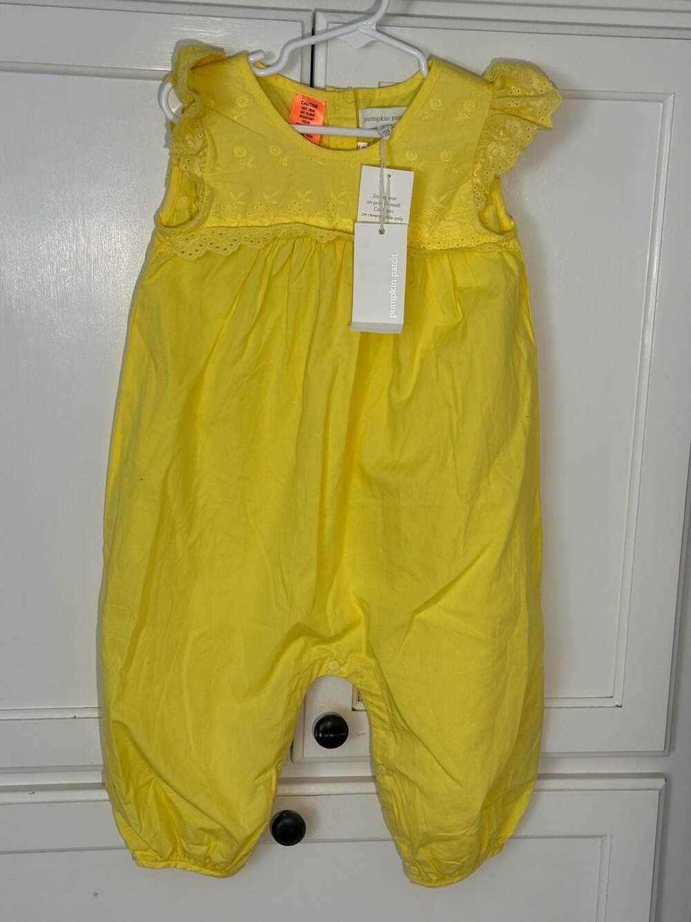 Pumpkin Patch Baby Girl Yellow Eyelet Flutter Sleeve Romper 18-24M